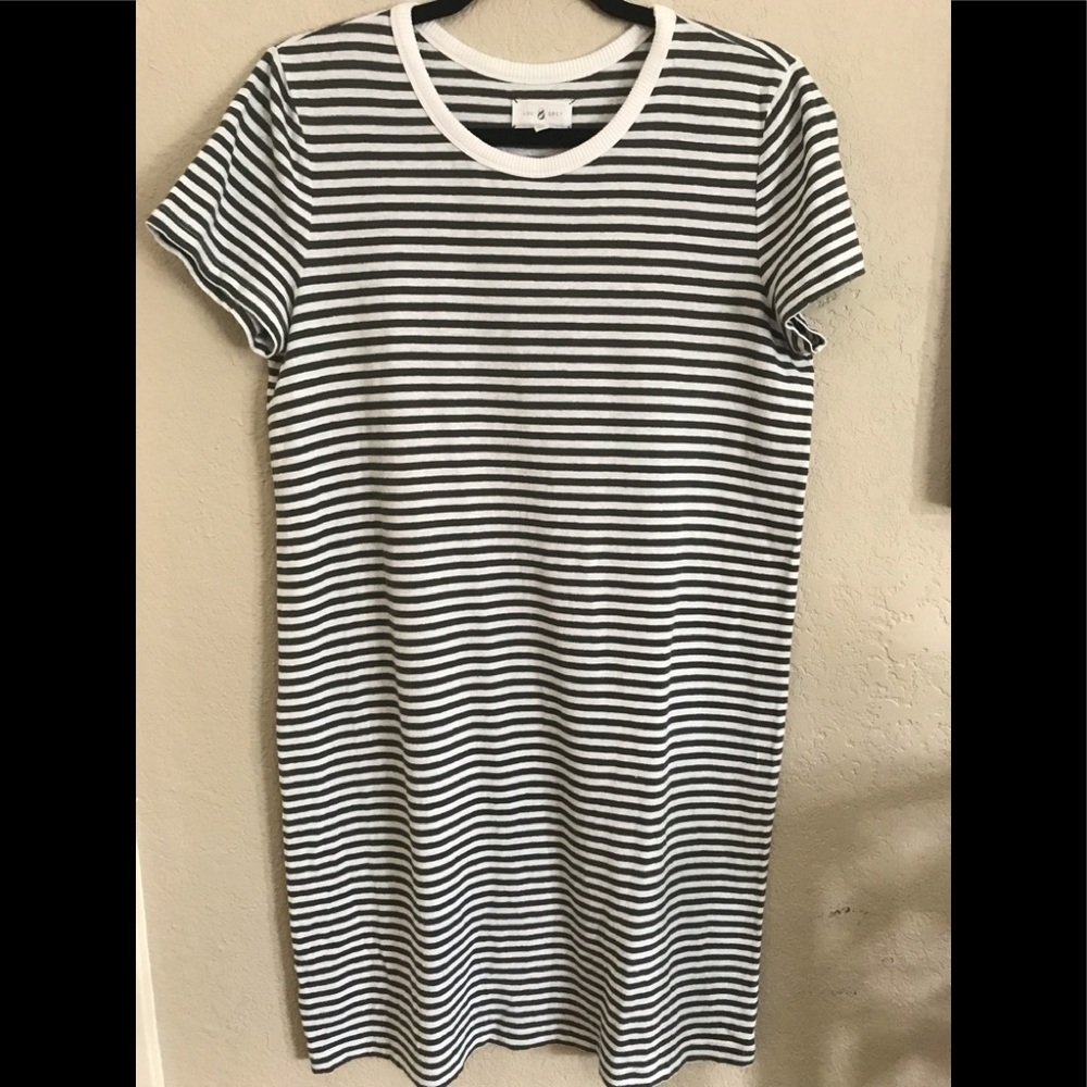 Lou and Grey olive and white striped dress